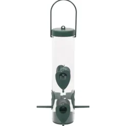 Fågelmatare 3-pack - Elegant design med 6 matningsportar | Färg: Mörkgrön | Storlek: 17x17x32 cm För Fåglar & Småvilt