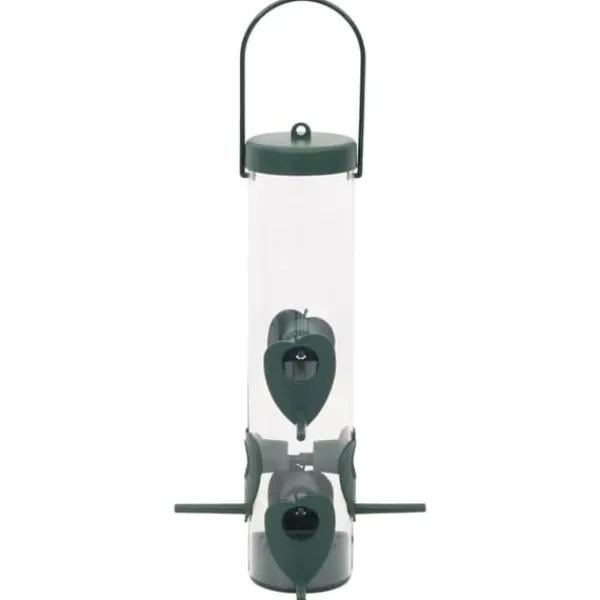 Fågelmatare 3-pack - Elegant design med 6 matningsportar | Färg: Mörkgrön | Storlek: 17x17x32 cm För Fåglar & Småvilt