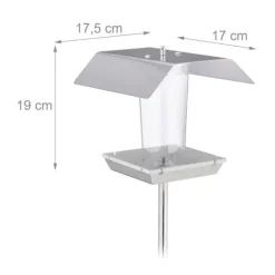 Clearance Fågelmatare, rostfritt stål, 167x17.5x17 cm, silver För Fåglar & Småvilt