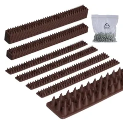 Fågelskrämmande piggar, 2x49x4 cm, Brun