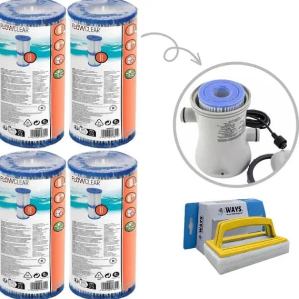 Bestway Filter Typ II - - Lämplig för filterpump 58383 - 4 stycken & WAYS skurborste