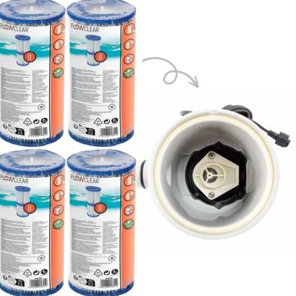 Bestway Filter Typ II - - Lämplig för filterpump 58383 - 4 stycken & WAYS skurborste