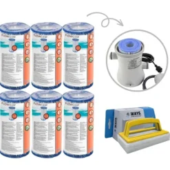 Bestway Filter Typ III - - Lämplig för filterpump 58389 - 6 stycken & WAYS skurborste