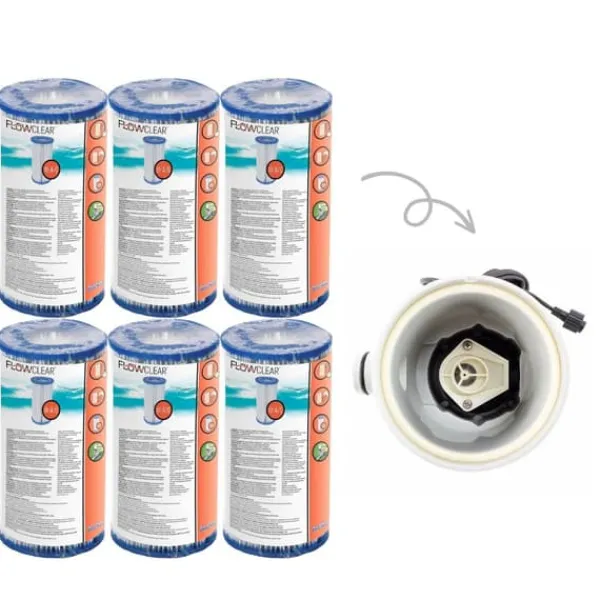 Bestway Filter Typ III - - Lämplig för filterpump 58389 - 6 stycken & WAYS skurborste