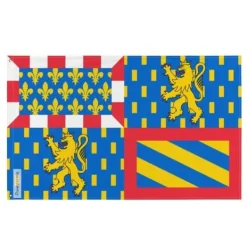 Flagga - Bourgogne-Franche-Comté - 96 x 144 cm - Polyester - Tryck på framsidan/baksidan - Järn öglor Flaggor & Vindstrutar
