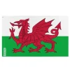 Flagga - Flerfärgad - Wales - 192 x 288 cm - Polyester - Framsidan/baksidan - Metallöglor