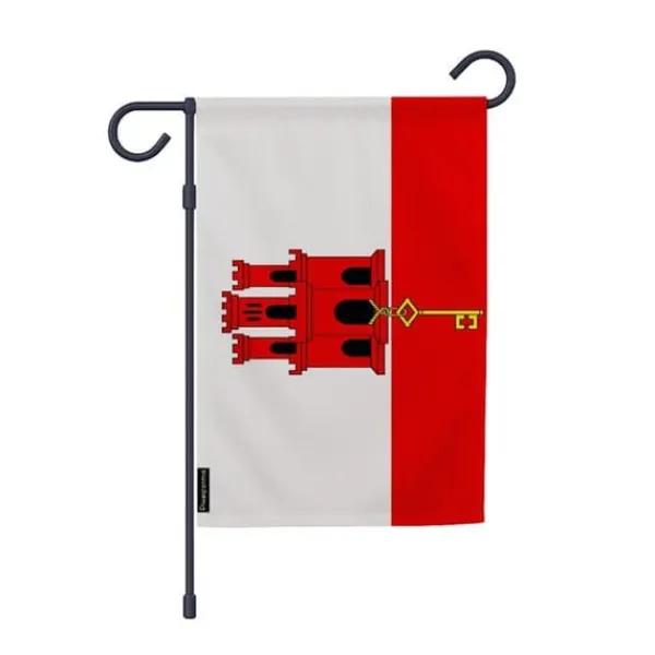 Flagga - Gibraltar - 32 x 47.5 cm - Polyester - Tryck fram/bak - Flerfärgad