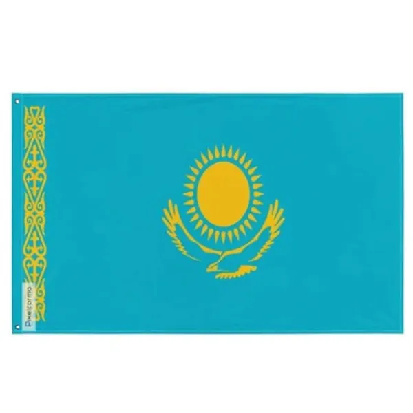 Discount Flagga - Kazakhstan - 192 x 288 cm - Polyester - Tryck på fram- och baksidan - Ögla i järn Flaggor & Vindstrutar