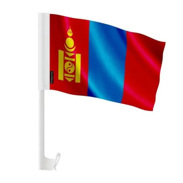 Flagga - Mongoliet - 10 stycken - 14 x 21 cm - Polyester - Plaststång