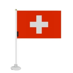 Flagga - Schweiz - Mini Flagga med Sugpropp - 20 x 30 cm - Polyester - Tryck Fram/Bak