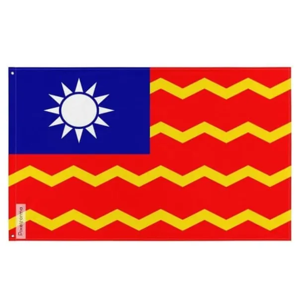 Discount Flagga - Taiwan - 128 x 192 cm - Polyester - Tryck på framsidan/baksidan - Järngömmor Flaggor & Vindstrutar
