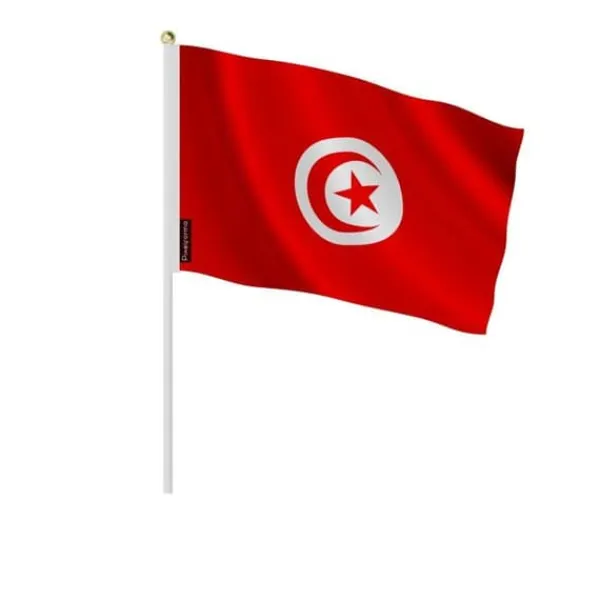 Discount Flagga - Tunisien - 14 x 21 cm - Hållbar polyester - Lätt - Tryck fram/bak Flaggor & Vindstrutar