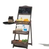 Fällbar Växtställning, 3-Tier Hylla, Retro Stil,Brun