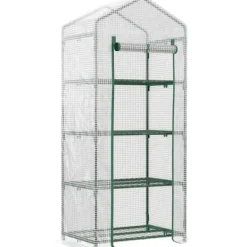 Outlet Folieväxthus 70x50x160 cm med 4 hyllplan, vitt – tomathus/drivbänk Växthus