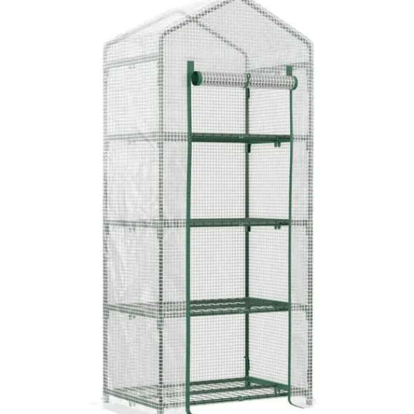 Outlet Folieväxthus 70x50x160 cm med 4 hyllplan, vitt – tomathus/drivbänk Växthus