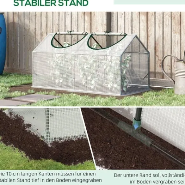 Online Folieväxthus 120x60x60 cm med fönster, PE – tomathus/drivbänk, vit Växthus