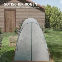 Clearance Folieväxthus 180x180x200 cm med rullport & 2 fönster, stålskelett, vitt Växthus