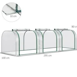 Folieväxthus 295x100x80 cm, stål, transparent, med dörr Växthus