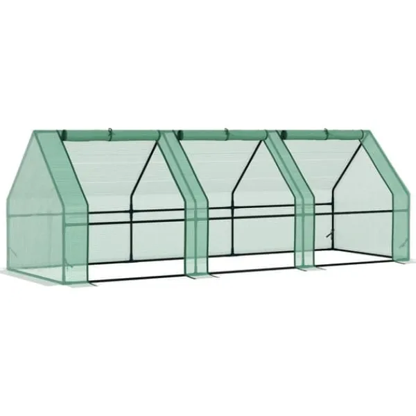 Outlet Folieväxthus/drivbänk 270x90x90 cm, grön – för tomater & plantor Växthus