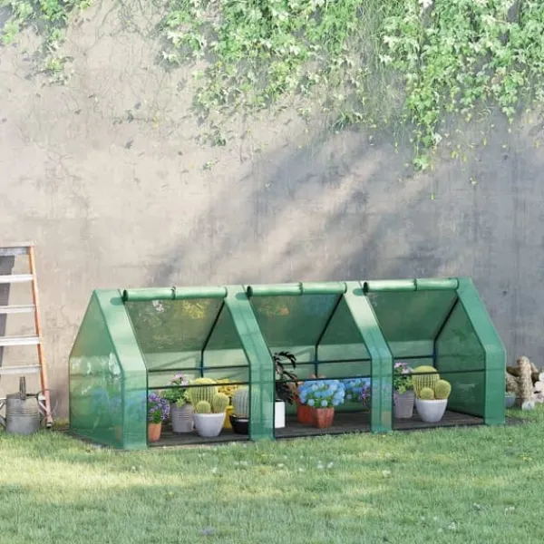 Folieväxthus/drivbänk 270x90x90 cm, grön – för tomater & plantor