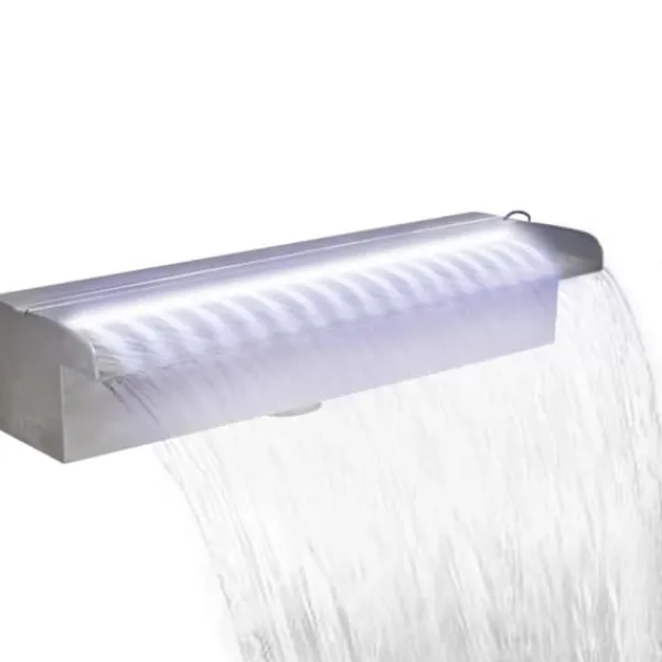 Fontäner - Rektangulärt Vattenfall Poolfontän med LEDs i rostfritt stål 45 cm