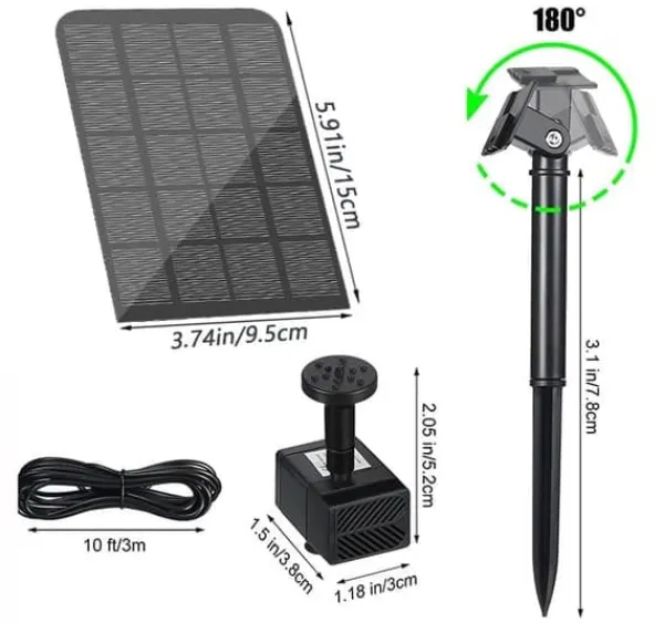 Fontän,Solcellsfontän,Utomhus solcellsdriven fontänpump 2,5W med filter, lämplig för trädgård, fågelbad och dammar