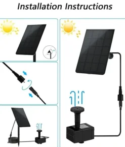 Fontän,Solcellsfontän,Utomhus solcellsdriven fontänpump 2,5W med filter, lämplig för trädgård, fågelbad och dammar