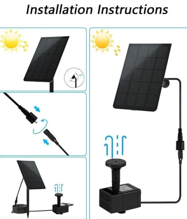 Fontän,Solcellsfontän,Utomhus solcellsdriven fontänpump 2,5W med filter, lämplig för trädgård, fågelbad och dammar