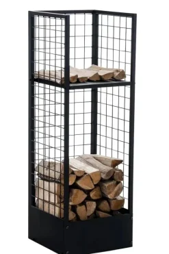 Forrest Firewood Rack - Black Metal, 40x40x120 cm