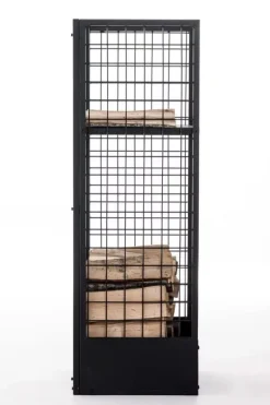 Forrest Firewood Rack - Black Metal, 40x40x120 cm