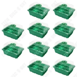 Fröbox - TECH DISCOUNT - 10 stycken - Ekologisk plast - Transparent lock - Lufthål Kit För Växt- & Örtplantering