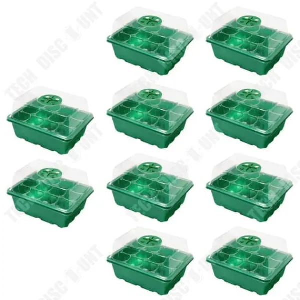 Fröbox - TECH DISCOUNT - 10 stycken - Ekologisk plast - Transparent lock - Lufthål Kit För Växt- & Örtplantering
