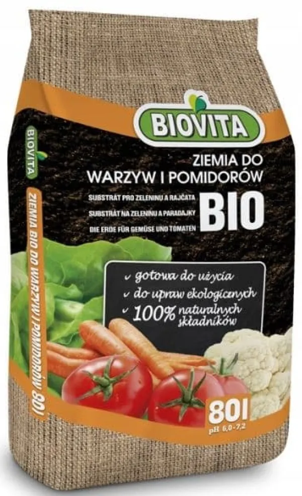 Clearance Färdig jord för grönsaker och tomater, organiskt substrat, 80L, BIOVITA Jord & Sand