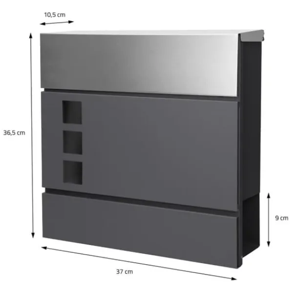 Discount Fristående brevlåda med tidningsfack 37 cm antracit inkl. stativ 120 cm högt Fristående brevlåda Silver Postlådor & Brevlådor