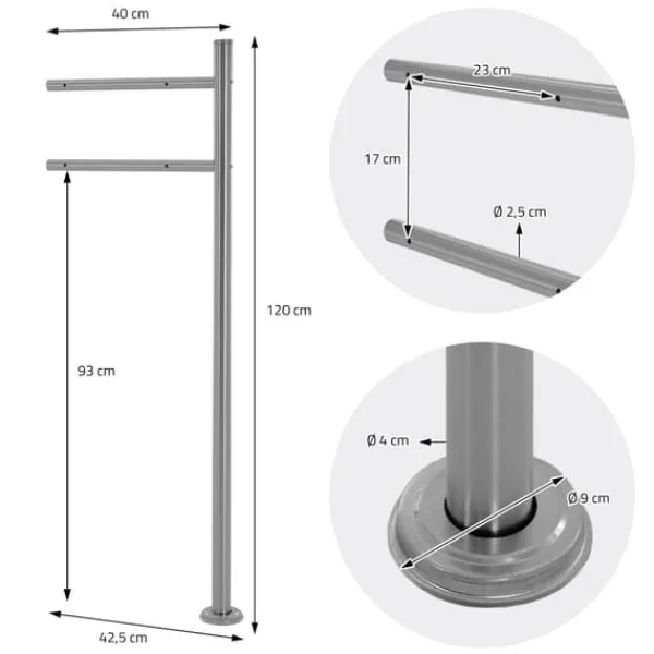Discount Fristående brevlåda med tidningsfack 37 cm antracit inkl. stativ 120 cm högt Fristående brevlåda Silver Postlådor & Brevlådor