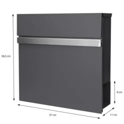 New Fristående brevlåda med tidningsfack 37 cm antracit inkl. stativ 120 cm högt Fristående brevlåda Silver Postlådor & Brevlådor