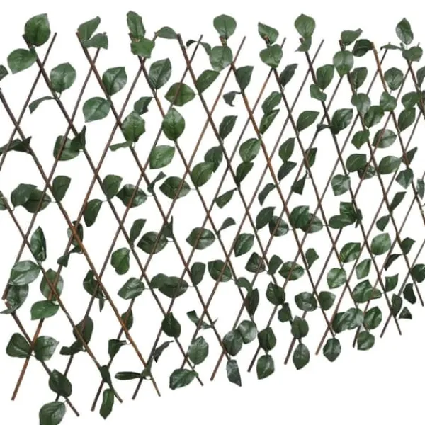 New Förlängningsbart spaljéstaket i pil med konstlöv - Trädgårdsstaket | Storlek: 180x60 cm | Färg: Naturlig pil Valvbågar, Spaljéer, Bersåer & Pergolor