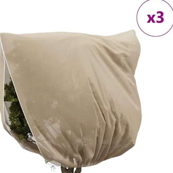 vidaXL Frostskydd för växtfleeceöverdrag 3 pcs Beige 2 x 2,36 m