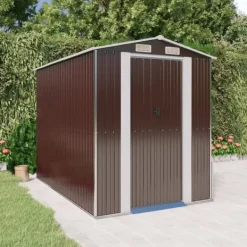 Best Förråd & Redskapsbodar - Living Trädgårdsskjul mörkbrun 192x274x223 cm galvaniserat stål Skjul, Garage & Carports