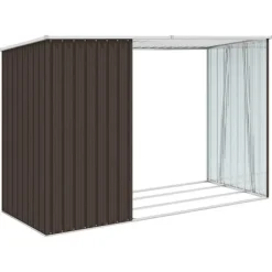 New Förråd & Redskapsbodar - Living Vedskjul brun 245x98x159 cm galvaniserat stål Skjul, Garage & Carports