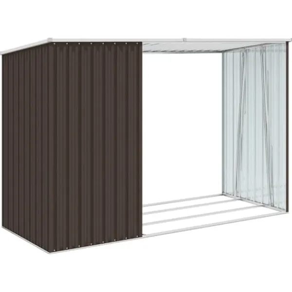New Förråd & Redskapsbodar - Living Vedskjul brun 245x98x159 cm galvaniserat stål Skjul, Garage & Carports