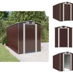 Clearance Förråd & Redskapsbodar - Living Trädgårdsskjul mörkbrun 192x357x223 cm galvaniserat stål Skjul, Garage & Carports