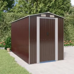 Clearance Förråd & Redskapsbodar - Living Trädgårdsskjul mörkbrun 192x357x223 cm galvaniserat stål Skjul, Garage & Carports