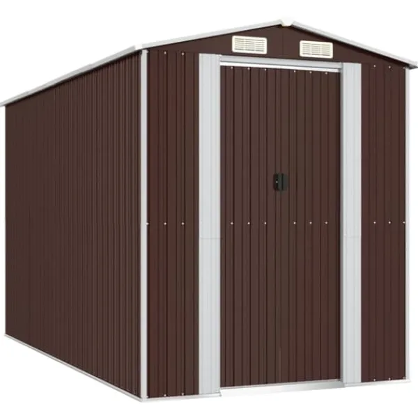 Clearance Förråd & Redskapsbodar - Living Trädgårdsskjul mörkbrun 192x357x223 cm galvaniserat stål Skjul, Garage & Carports