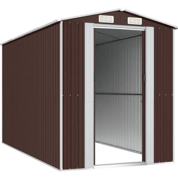 Clearance Förråd & Redskapsbodar - Living Trädgårdsskjul mörkbrun 192x357x223 cm galvaniserat stål Skjul, Garage & Carports