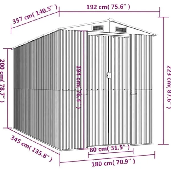Clearance Förråd & Redskapsbodar - Living Trädgårdsskjul mörkbrun 192x357x223 cm galvaniserat stål Skjul, Garage & Carports