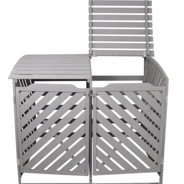 Förråd för 2 x 240 Liter Soptunnor med Lock Gråmålat Granträ Förvaringsbod Bod Skjul Trädgård Trädgårdskjul Utomhus Förvaring Låsbar + Monteringskit | CDON Skjul, Garage & Carports