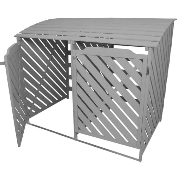 Förråd för 2 x 240 Liter Soptunnor med Lock Gråmålat Granträ Förvaringsbod Bod Skjul Trädgård Trädgårdskjul Utomhus Förvaring Låsbar + Monteringskit | CDON Skjul, Garage & Carports