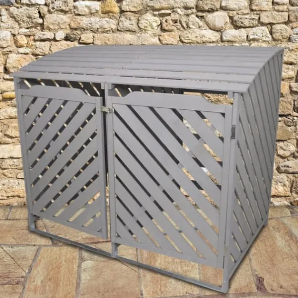Förråd för 2 x 240 Liter Soptunnor med Lock Gråmålat Granträ Förvaringsbod Bod Skjul Trädgård Trädgårdskjul Utomhus Förvaring Låsbar + Monteringskit | CDON Skjul, Garage & Carports
