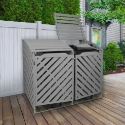 Outlet Förråd för 2 x 240 Liter Soptunnor med Lock Gråmålat Granträ Förvaringsbod Bod Skjul Trädgård Trädgårdskjul Utomhus Förvaring Låsbar + Monteringskit | CDON Skjul, Garage & Carports